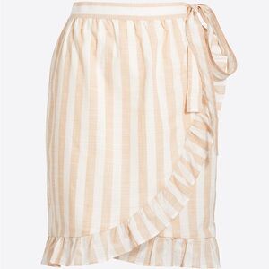 J. Crew Wrap Striped Skirt in Cream and Tan